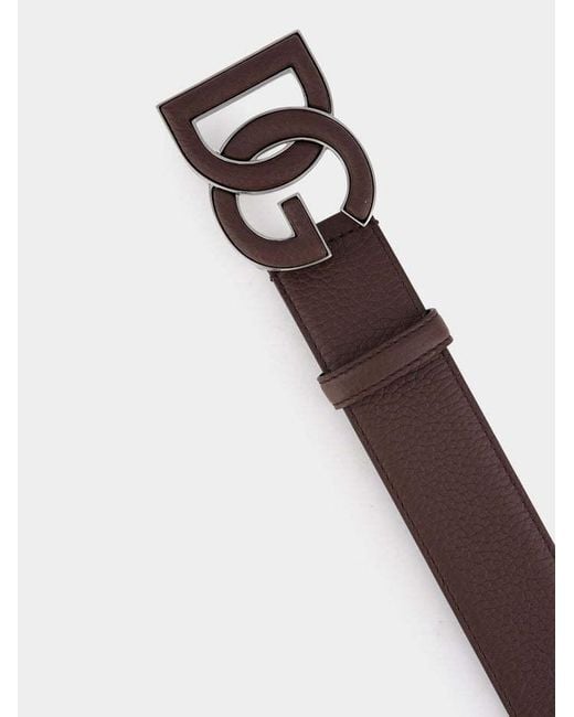 Dolce & Gabbana Brown Logo Plaque Buckle Belt for men