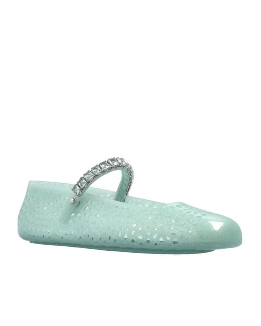 Jimmy Choo Green Round-Toed Ballet Shoes