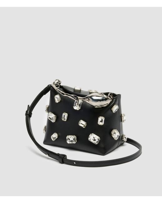 Erdem Black Mini Bloom Embellished Shoulder Bag