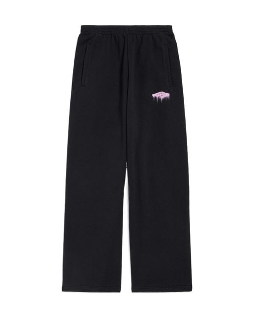 Balenciaga Black Elastic Waist Wide-Leg Sweatpants for men