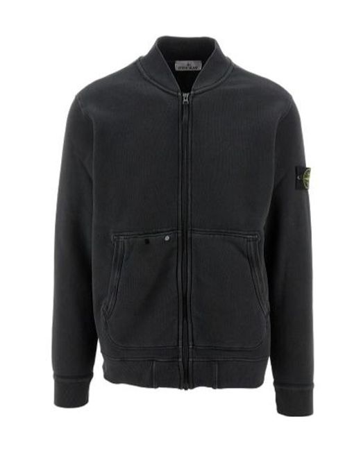 Stone Island Black Logo Patch Zip-Up Jacket for men