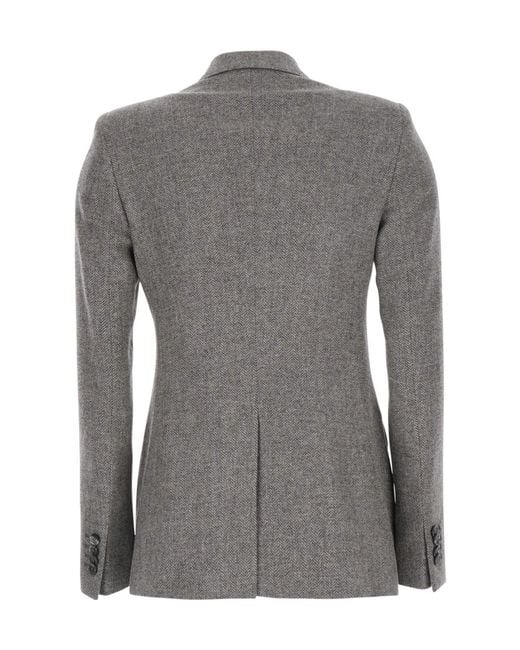 Tagliatore Gray Herringbone Double-Breasted Blazer