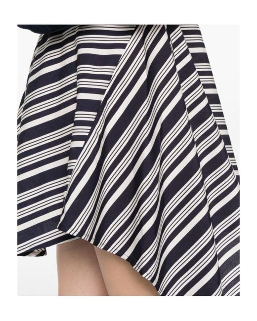 IRO White Striped Sleeveless V-Neck Asymmetric Mini Dress