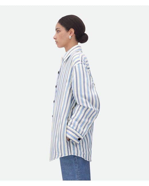 Bottega Veneta Blue Striped Padded Jacket