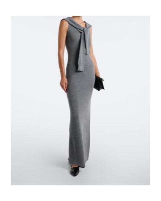 AYA MUSE Gray Vao Knitted Maxi Dress