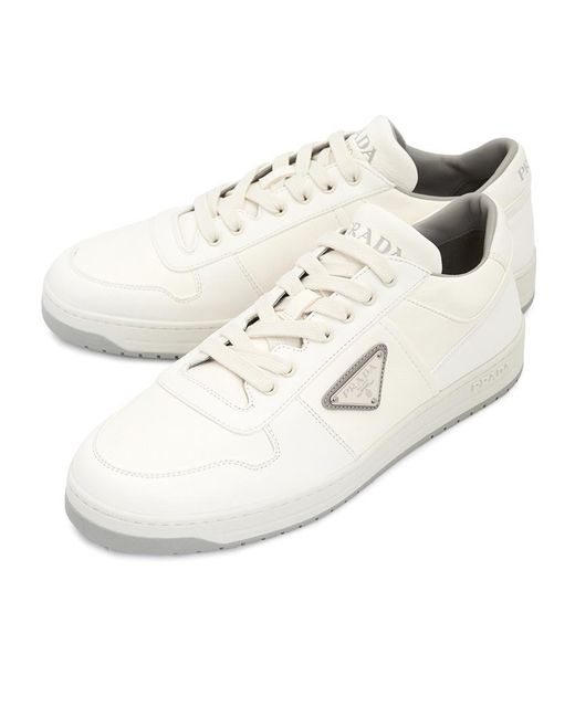 Prada White Lace-Up Low-Top Sneakers for men