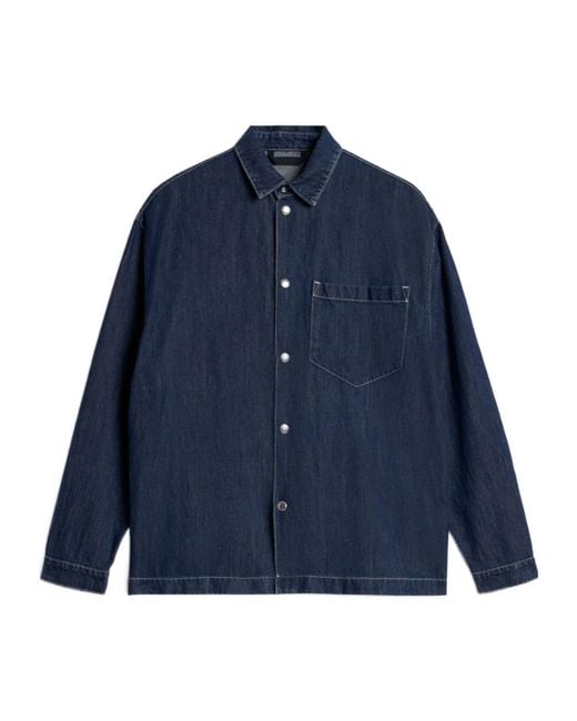 7 For All Mankind Blue Patch-Pocket Overshirt for men