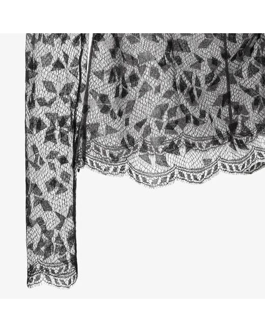 Fendi Gray Cuneo Lace Top