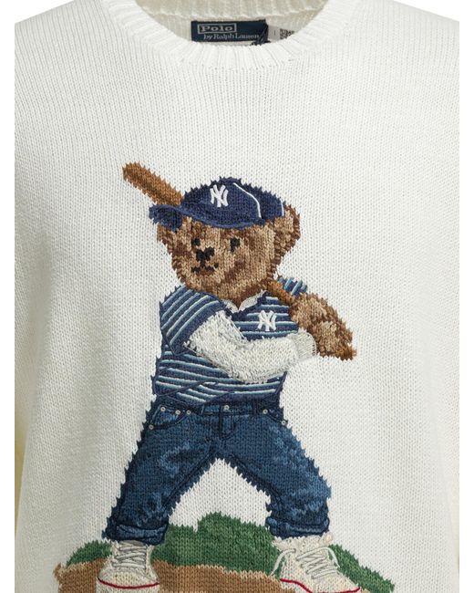 Polo Ralph Lauren White Knitted Crew Neck Sweater for men