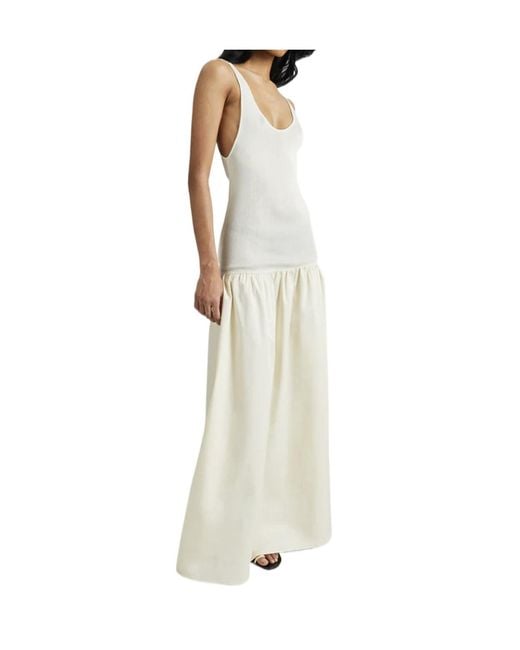 Frankie Shop White Iliya Drop-Waist Sleeveless Maxi Dress
