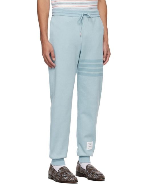 Thom Browne Blue Bar Striped Drawstring Track Pants for men