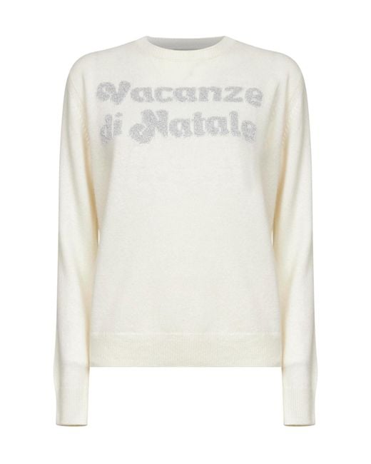 Mc2 Saint Barth White Jacquard Wool Blend New Queen Sweater