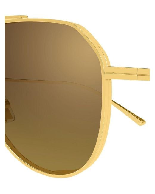 Bottega Veneta Metallic Eyewear Aviator Frame Sunglasses
