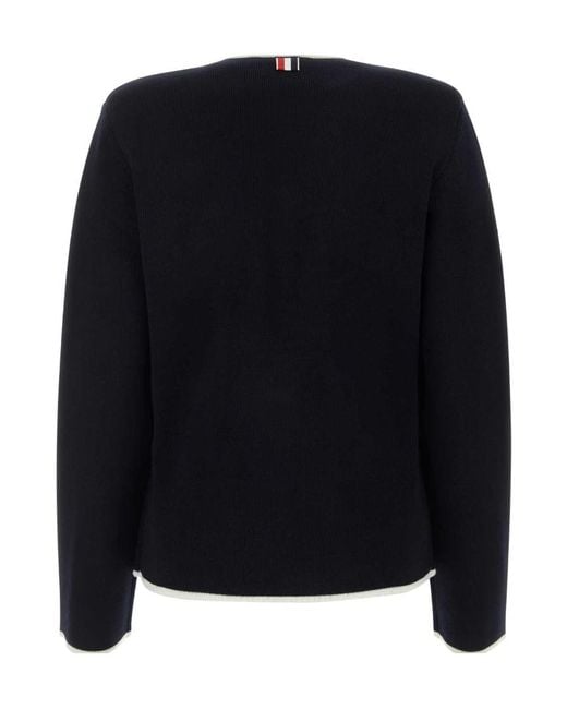 Thom Browne Black V-Neck Buttoned Cardigan