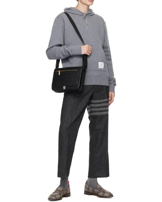 Thom Browne Gray Stripe Knitted Hoodie for men
