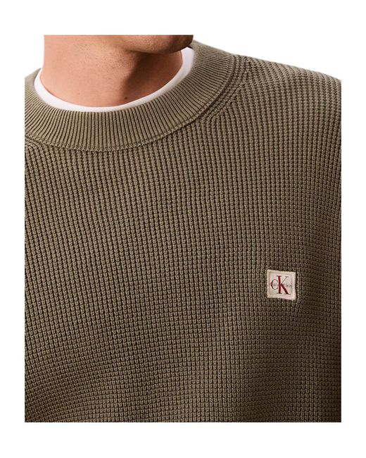 Calvin Klein Gray Cotton Waffle Knit Jumper for men