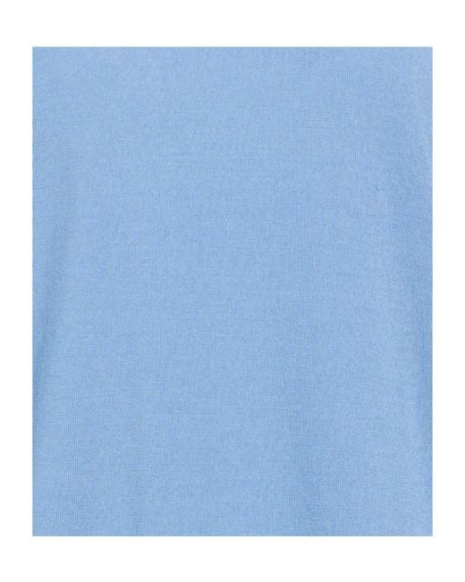 Max Mara Blue Solid Color Wool Knit Top