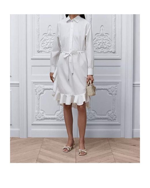 Dior White Iviera Mid-Length Ruffled Dress