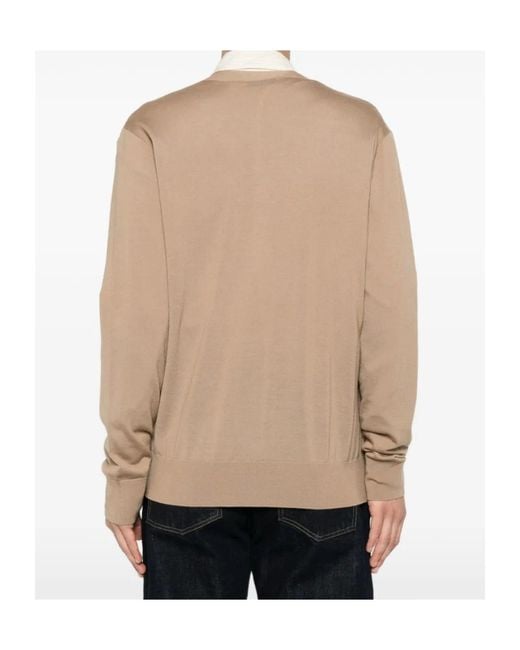Dries Van Noten Natural Long-Sleeved Button-Down Cardigan for men
