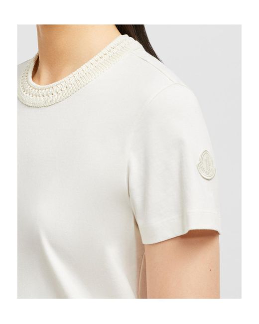 Moncler White Crochet Accent T-Shirt