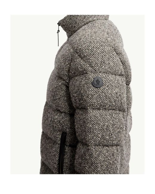 Moncler Gray Agde Wool Blend Short Down Jacket for men