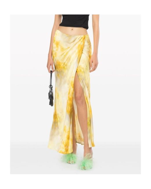 Pinko Metallic Faded Floral Print Gathered Skirt