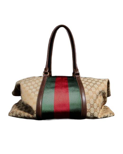 Gucci Brown Medium Gg Duffle Bag With Web for men