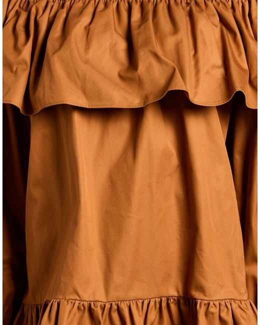 Saint Laurent Brown Solid-Colored Off-Shoulder Top