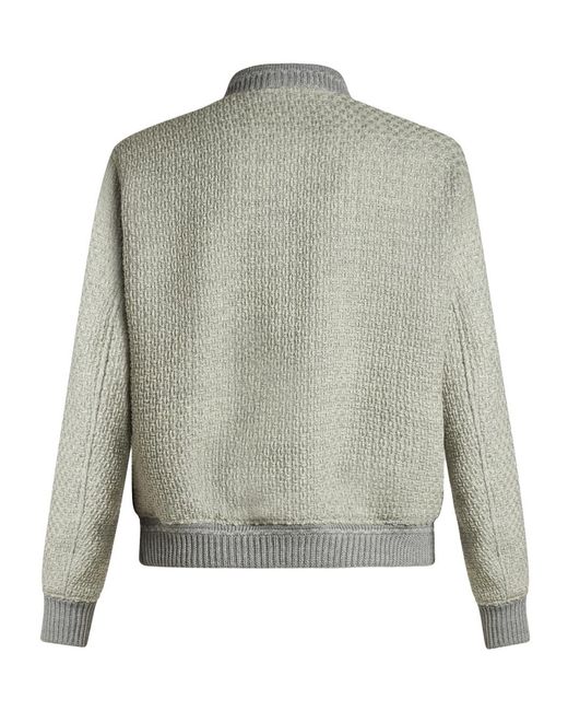 Etro Gray Chunky Knitted Bomber Jacket for men