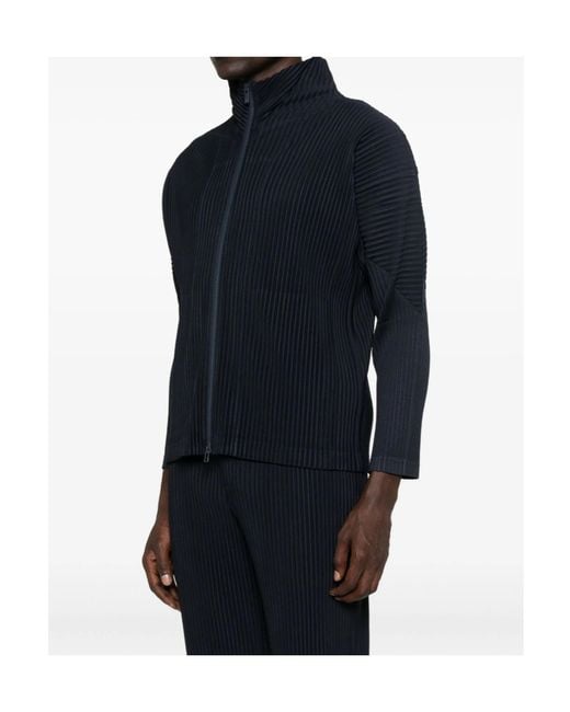 Homme Plissé Issey Miyake Black Pleated Zip-Front Shirt Jacket for men