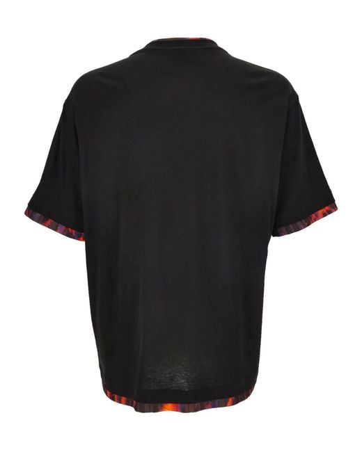 Versace Jeans Black Short-Sleeved Cotton T-Shirt With Vibrant Trim for men