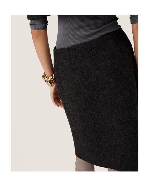 Miu Miu Black Shetland Wool Skirt