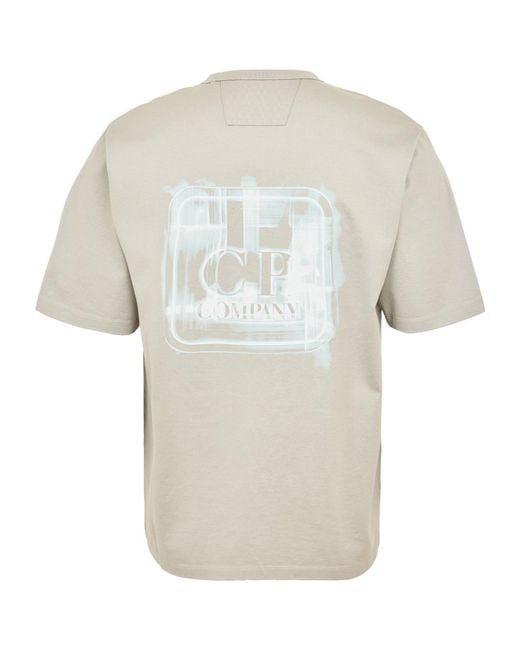 C P Company White Logo Crew Neck T-Shirt for men