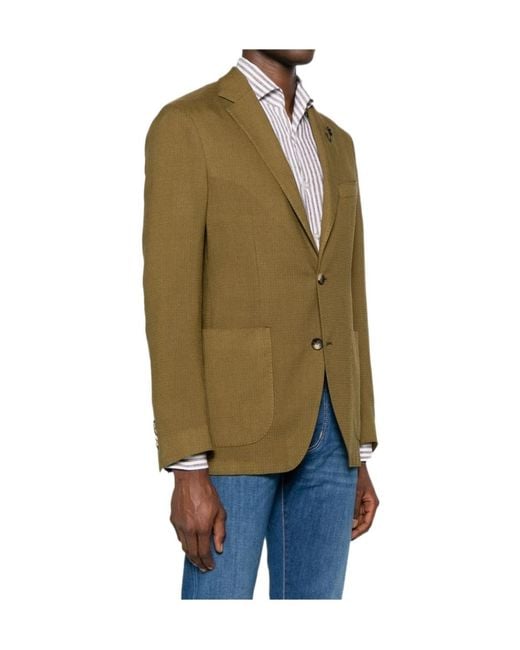 Lardini Green Notched-Lapels Single-Breasted Blazer for men