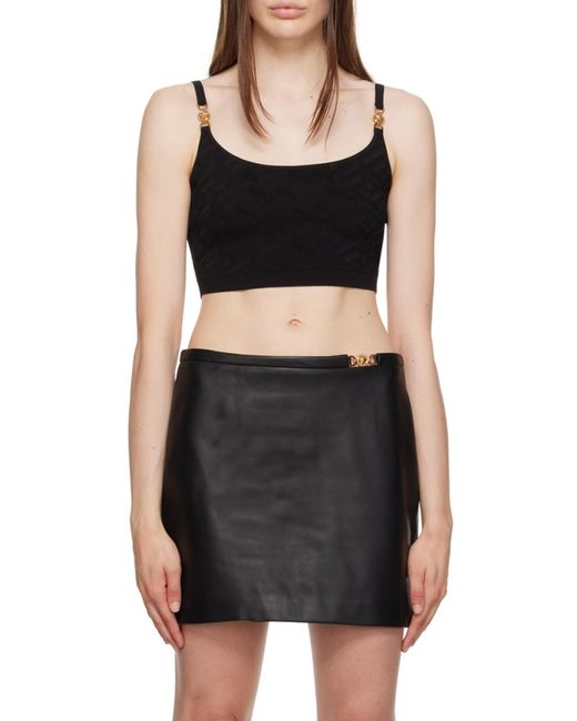 Versace Black Medusa Plaque Cropped Knitted Top