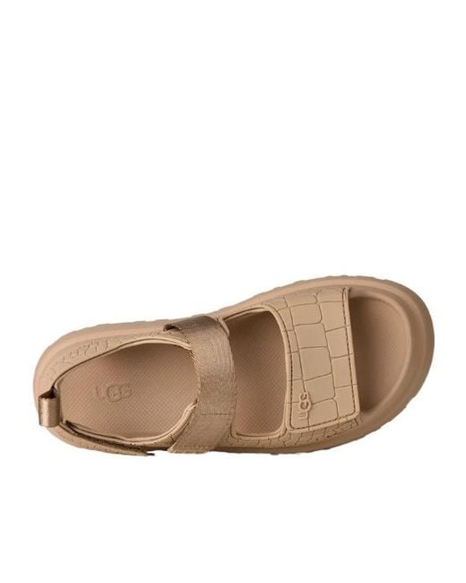 Ugg Brown Goldenglow Embossed Platform Sandals