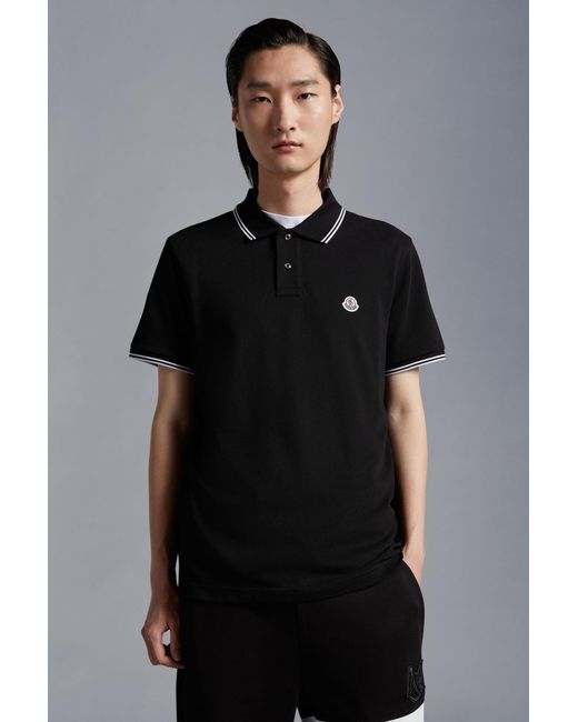 Moncler Black Logo Patch Polo Shirt for men