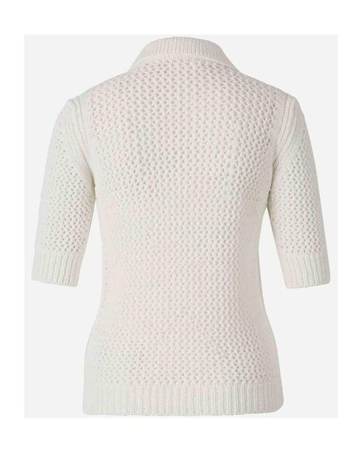 Fabiana Filippi White Short-Sleeved Knitted Polo Shirt