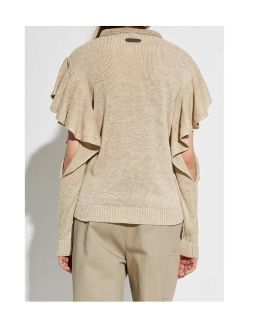 Moschino Natural Ruffled Sleeve Knitted Sweater