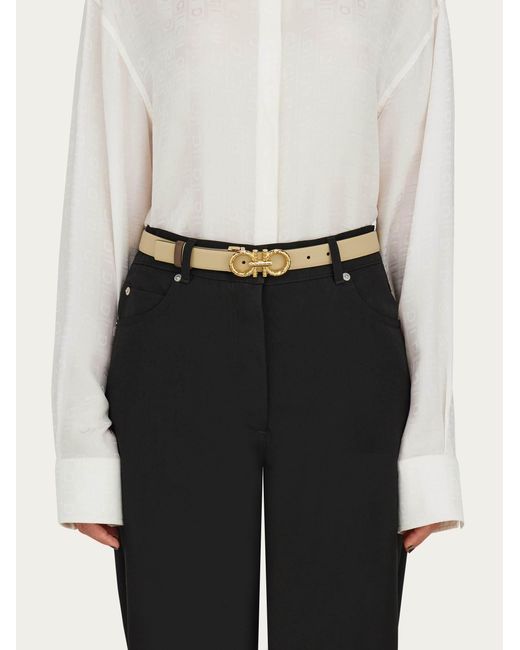 Ferragamo White Leather Reversible Belt