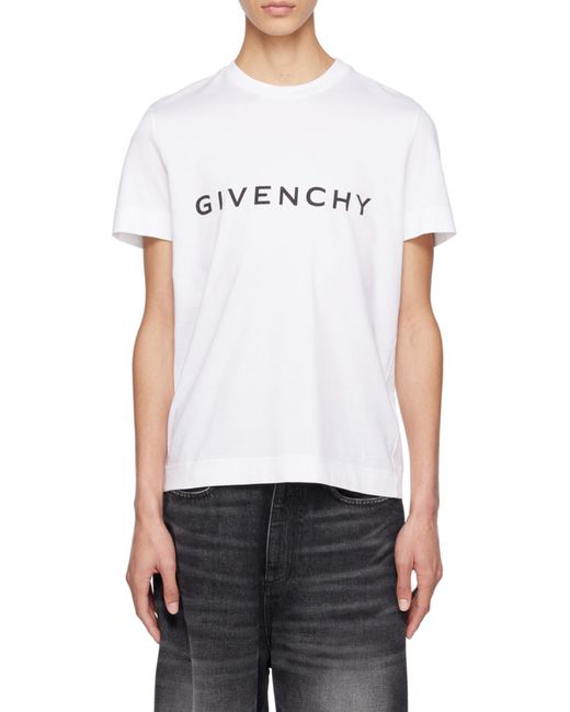 Givenchy White Logo Printed Crewneck T-Shirt for men