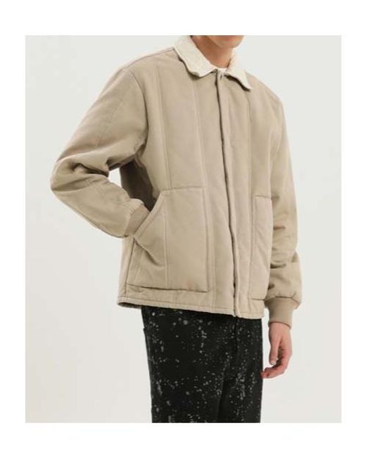 1989 STUDIO Natural Canvas Shearling Collar Quilted Jacket for men