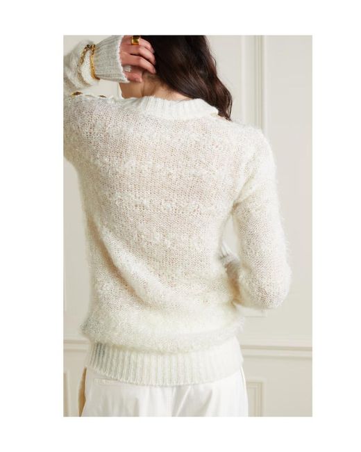 Balmain White Metallic Button-Trimmed Pullover