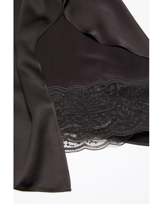 Acne Black Shiny Satin Slip Dress