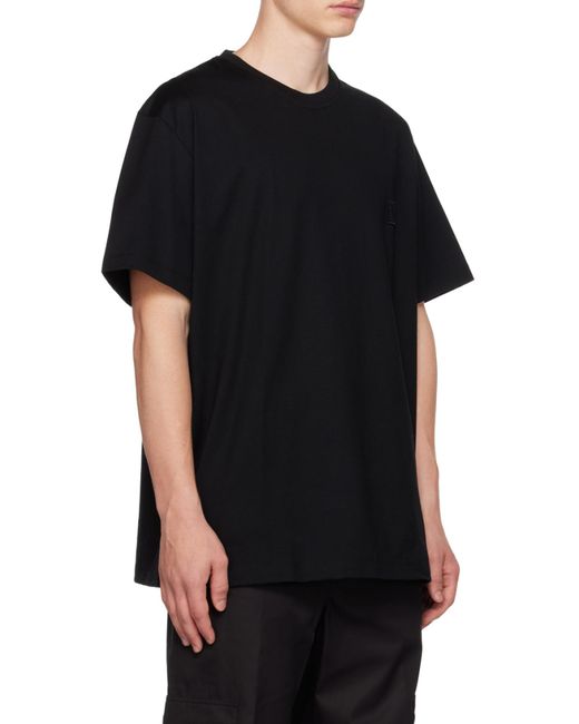 Wooyoungmi Black Logo-Embroidered Cotton T-Shirt for men