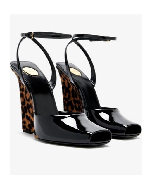 Saint Laurent Black La Scandale Wedge Sandals
