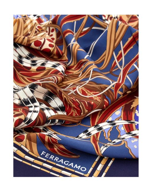 Ferragamo Blue Ferragamo Rooster Print Scarf