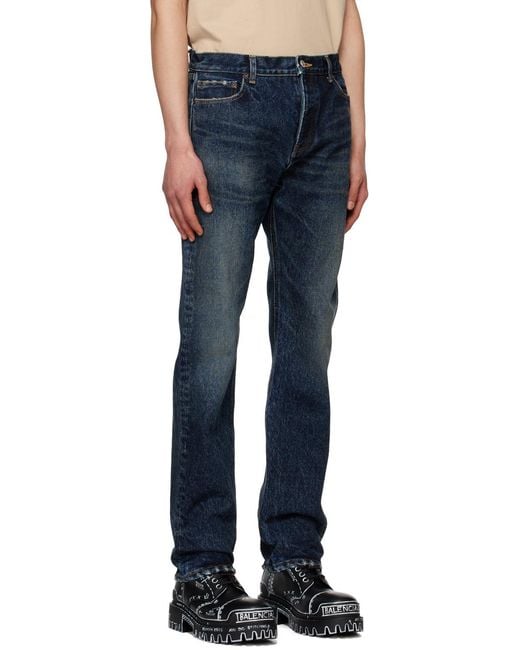 Balenciaga Blue Faded Wide-Leg Jeans for men