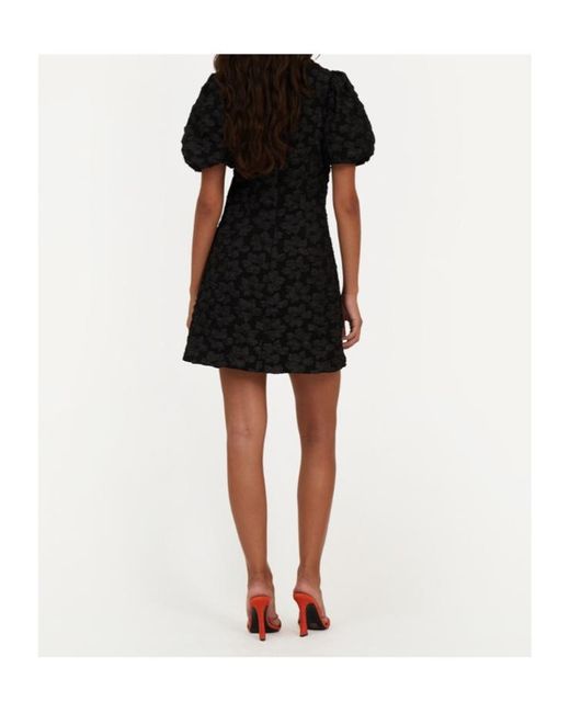 ROTATE BIRGER CHRISTENSEN Black Patterned-Jacquard Mini Dress