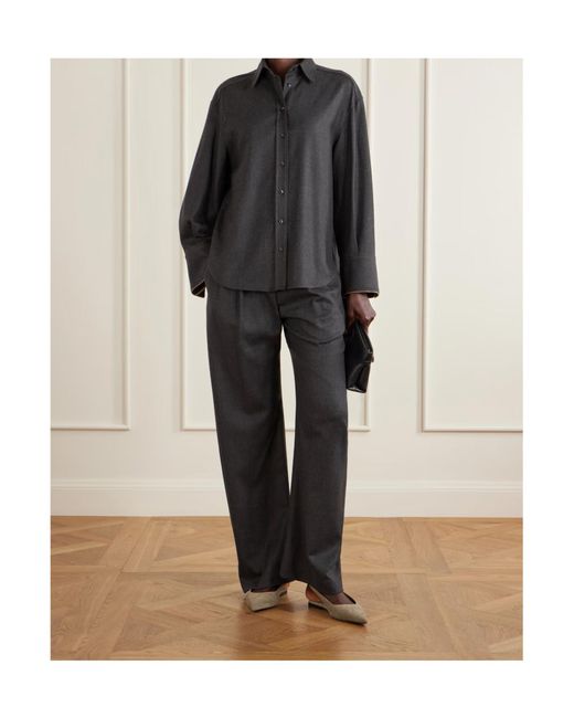 Brunello Cucinelli Gray Pleated Straight Leg Pants